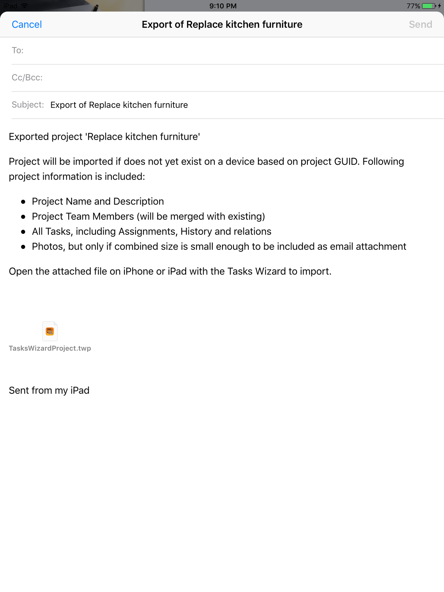 Export via email