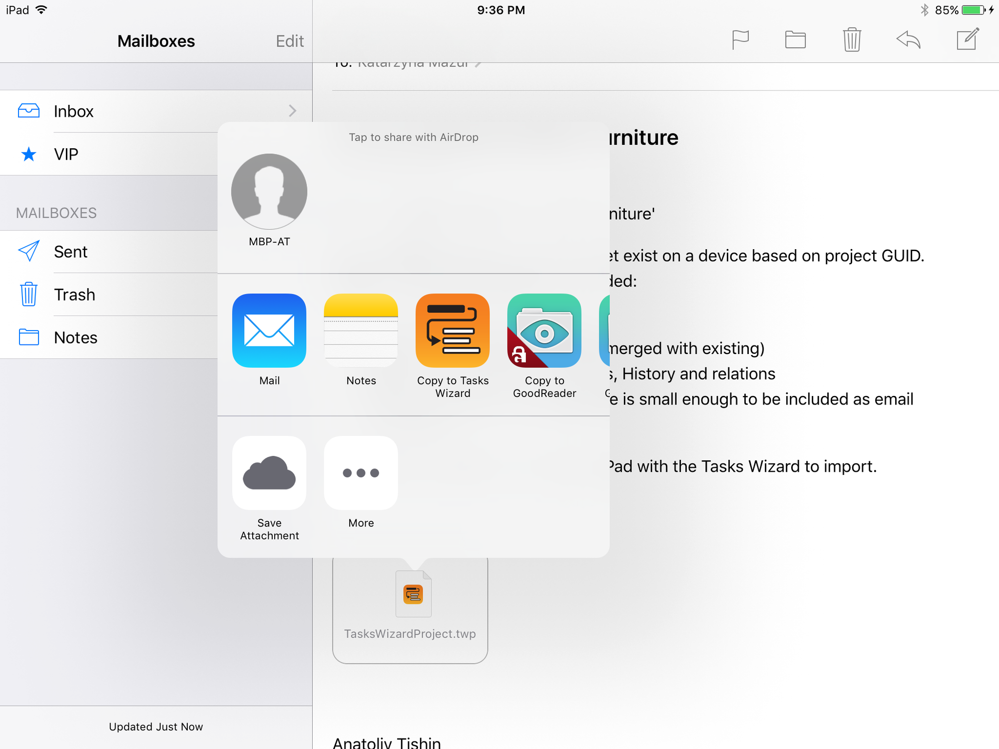 Import from email